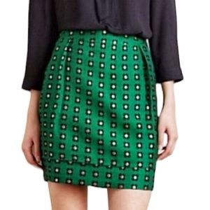 Anthropologie HD In Paris Green Black Gold Garden Glimmer Tiered Flower Skirt, 6